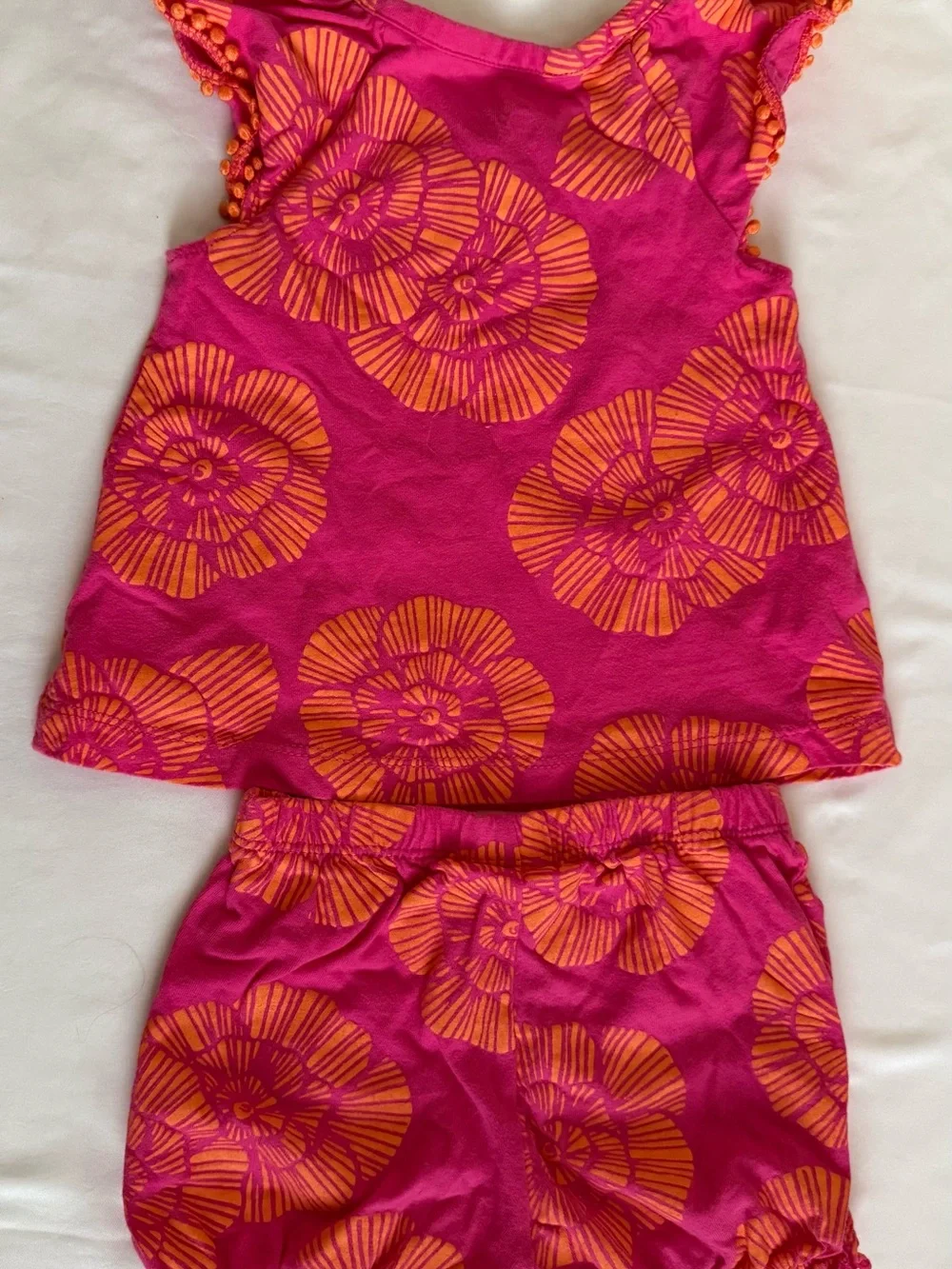 Carter's Pink and Orange Floral Short Sleeve Top & Shorts Set